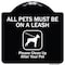 Signmission Designer Series-All Pets Must Be On A Leash Please Clean Up After Your Pet, 18" x 18", BW-1818-9998 A-DES-BW-1818-9998 - alternate 1